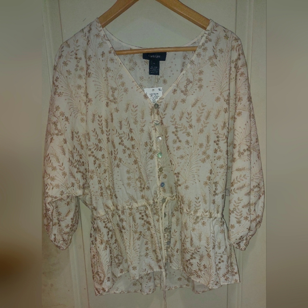 Karen Kane Women's Cream 3/4 Sleeve Blouse Size - XL